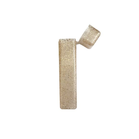 Pottery Barn Kids Gold Glitter‎ Plastic Flip Top Lunchbox Utensil Holder - Picture 2 of 6